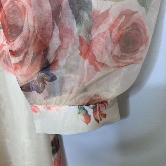 Womens Retro Romantic Floral Burgundy Crochet Lace Fitted Bodice Dress Medium - Picture 8 of 13